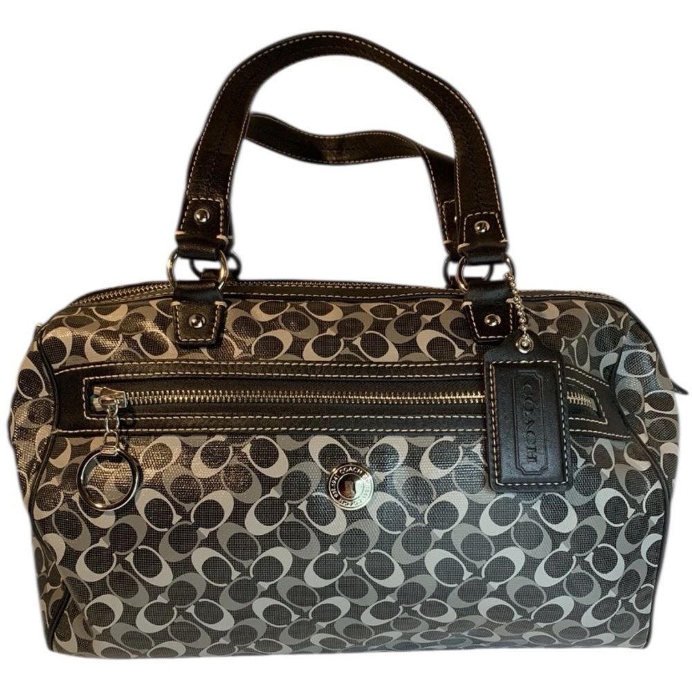 Coach Coated Canvas Signature CC Boston Bag Purse